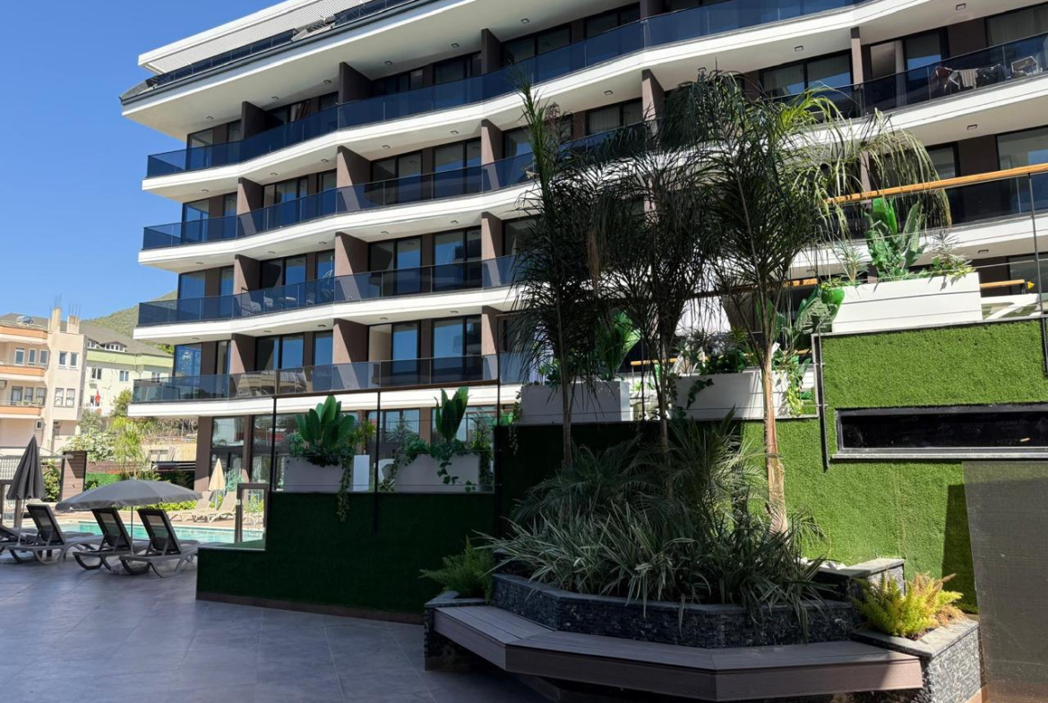 квартира 1+1 с отделкой, комплекс с инфраструктурой 5*, Центр Алании