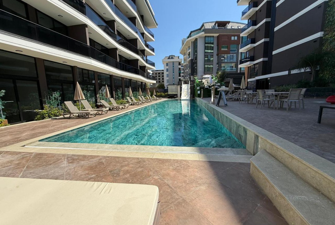 квартира 1+1 с отделкой, комплекс с инфраструктурой 5*, Центр Алании