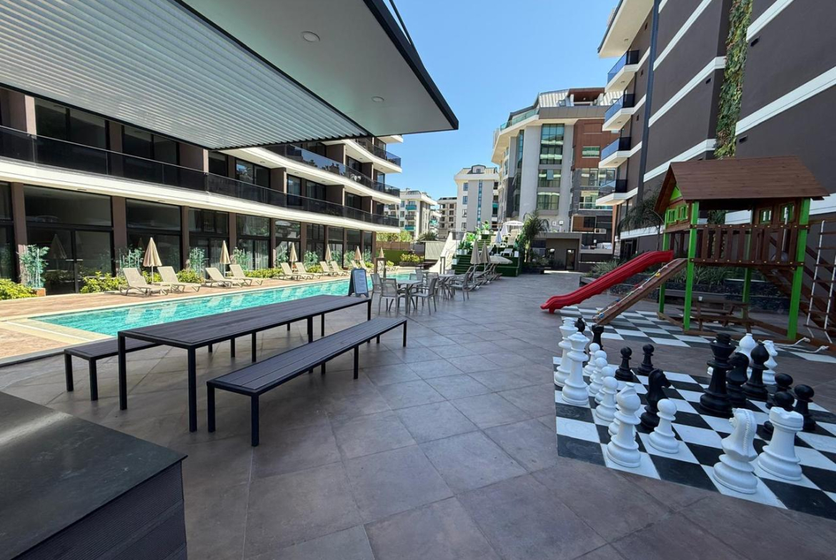 квартира 1+1 с отделкой, комплекс с инфраструктурой 5*, Центр Алании