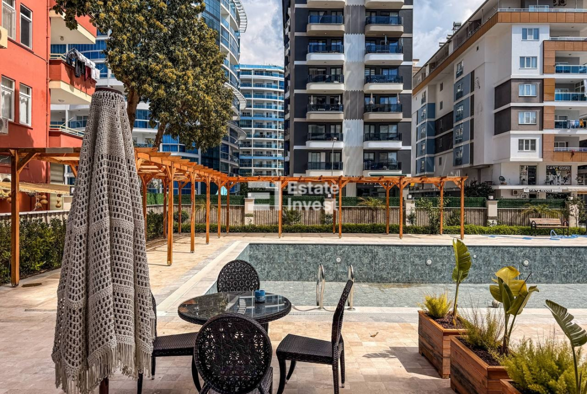 продажа квартиры 1+1 с видом на море, Аланья